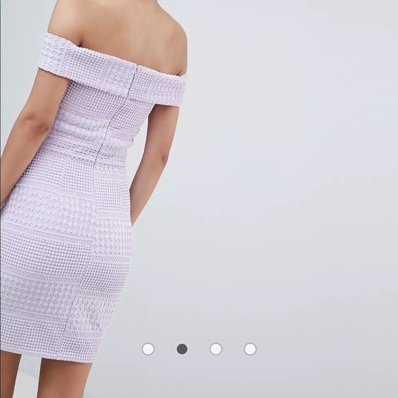 Missguided ASOS Bardot V Neck Bodycon Mini Peach Dress - Picture 6 of 10